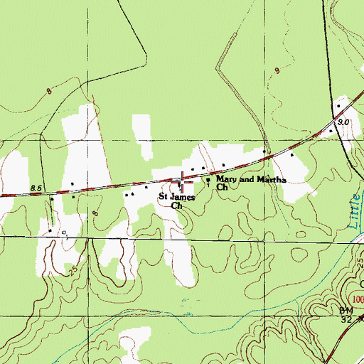 Topographic Map of Saint James Church, NC