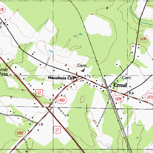 Topographic Map of Macedonia Church, NC