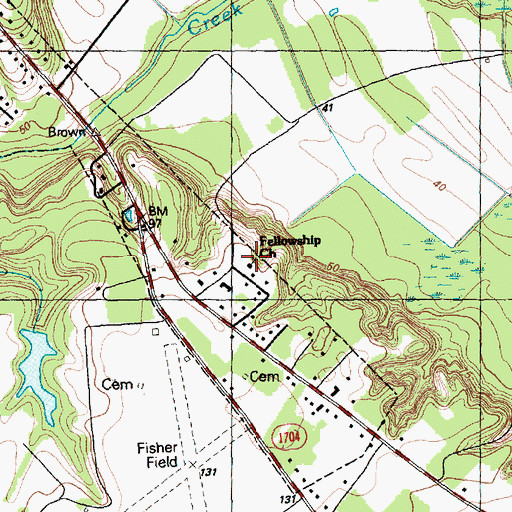 Topographic Map of Fellowship Church, NC