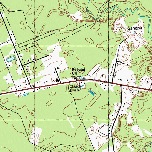 Topographic Map of Saint John Church, NC