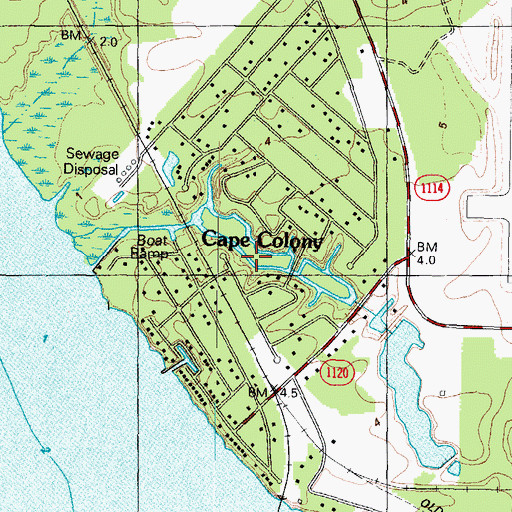 Topographic Map of Cape Colony, NC