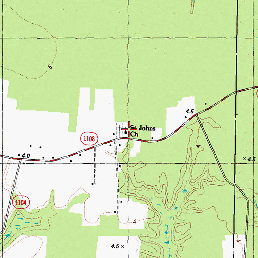 Topographic Map of Saint Johns Church, NC