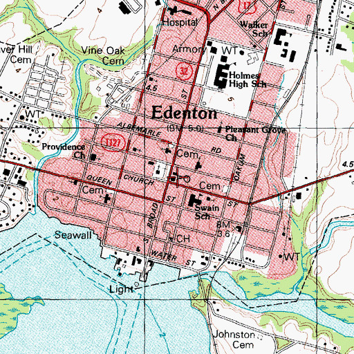Topographic Map of Edenton Post Office, NC