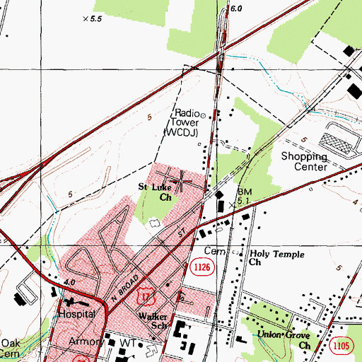 Topographic Map of Saint Luke Church, NC