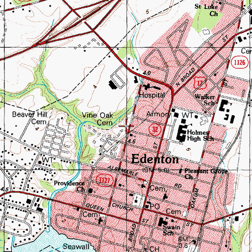 Topographic Map of Vine Oak Cemetery, NC
