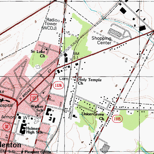 Topographic Map of Holy Temple Church, NC