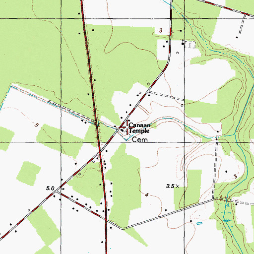 Topographic Map of Canaan Temple, NC