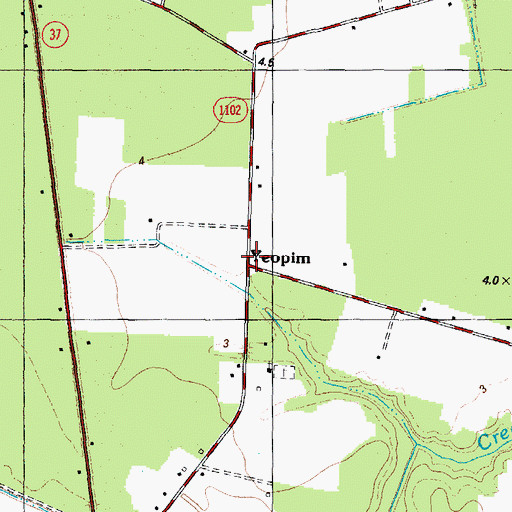 Topographic Map of Yeopim, NC