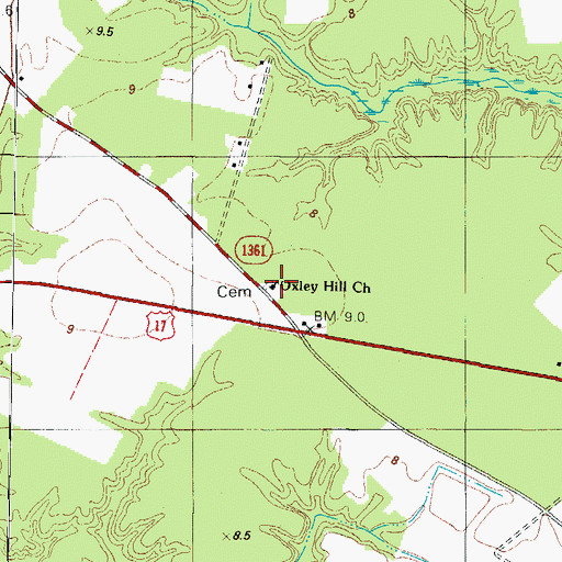 Topographic Map of Oxley Hill Church, NC