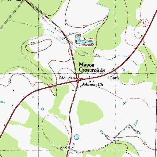 Topographic Map of Mayos Crossroads, NC