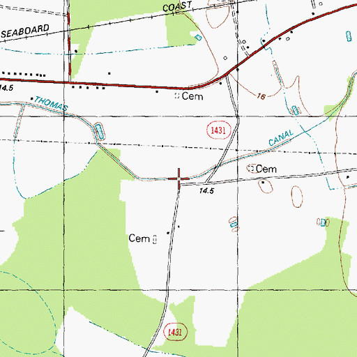 Topographic Map of Thomas Canal, NC