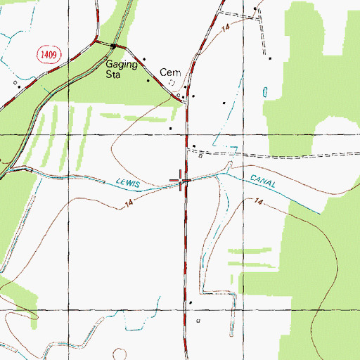 Topographic Map of Lewis Canal, NC