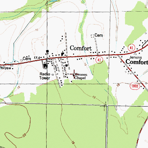 Topographic Map of Hennon Chapel, NC