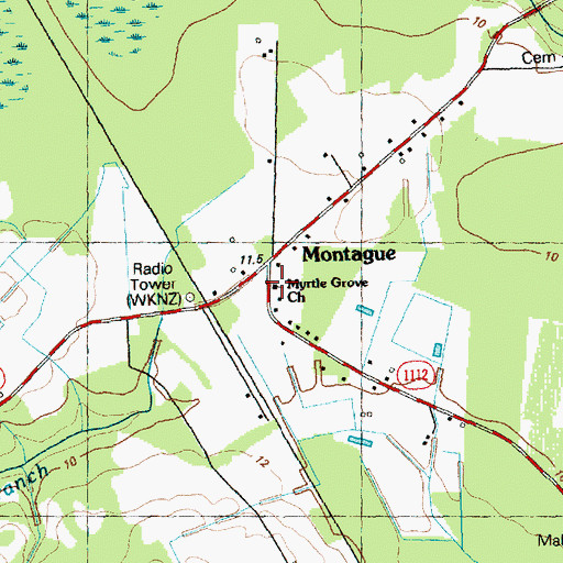Topographic Map of Myrtle Grove Church, NC