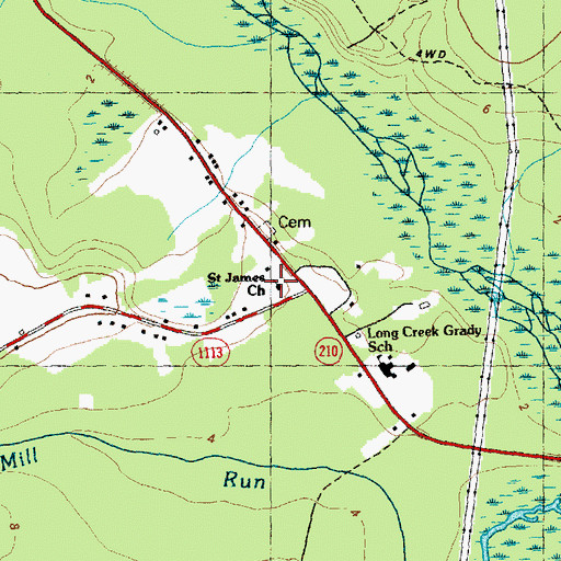 Topographic Map of Saint James Church, NC