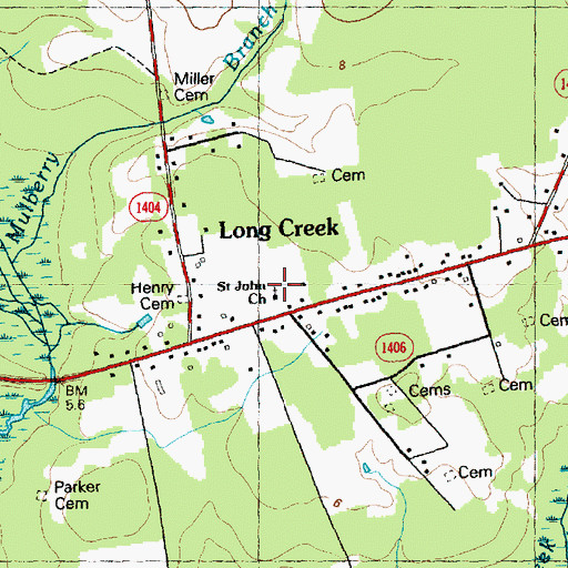 Topographic Map of Saint John Church, NC