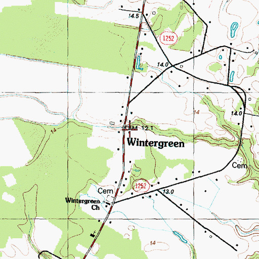 Topographic Map of Wintergreen, NC