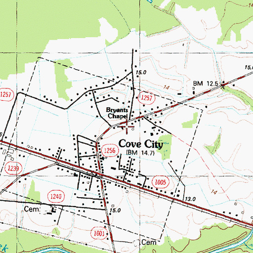 Topographic Map of Bryants Chapel, NC