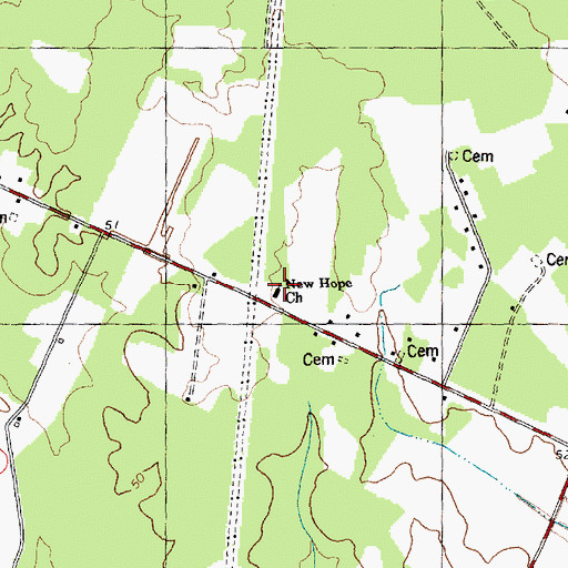 Topographic Map of New Hope Church, NC