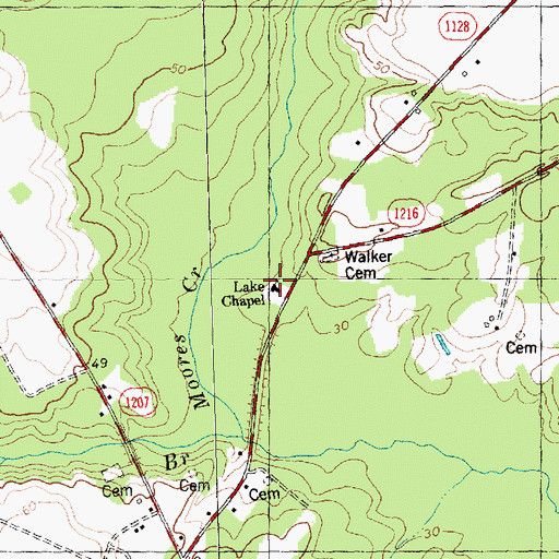 Topographic Map of Lake Chapel, NC