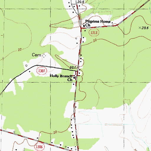 Topographic Map of Holly Branch Church, NC