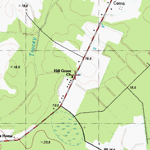 Topographic Map of Hill Grove Church, NC