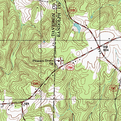 Topographic Map of Pleasant Grove Church, NC