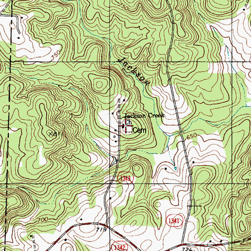 Topographic Map of Jackson Creek Church, NC