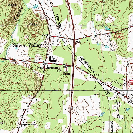Topographic Map of New Jerusalem Church, NC