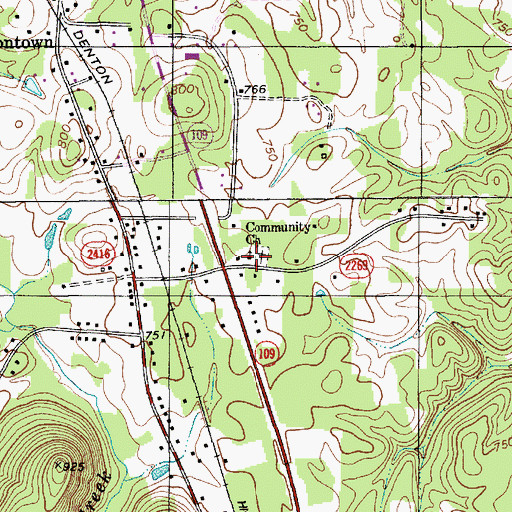 Topographic Map of Community Church, NC