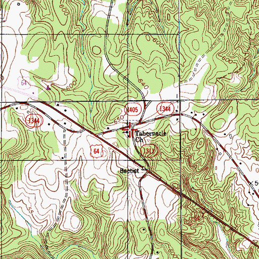 Topographic Map of Tabernacle Church, NC