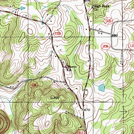Topographic Map of Pierce Church, NC