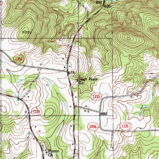 Topographic Map of High Rock Church, NC