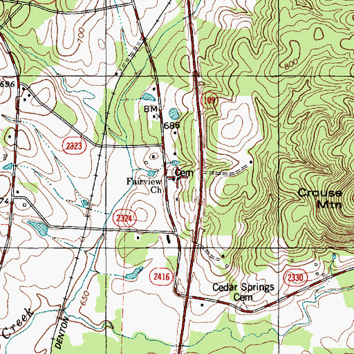 Topographic Map of Fairview United Methodist Church, NC