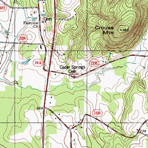 Topographic Map of Cedar Springs Cemetery, NC