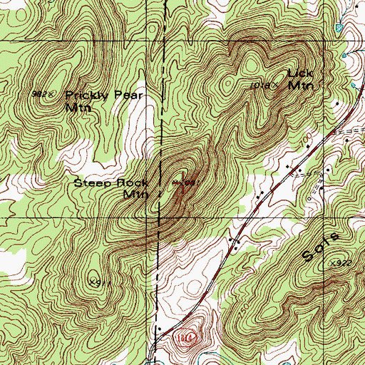 Topographic Map of Steep Rock Mountain, NC