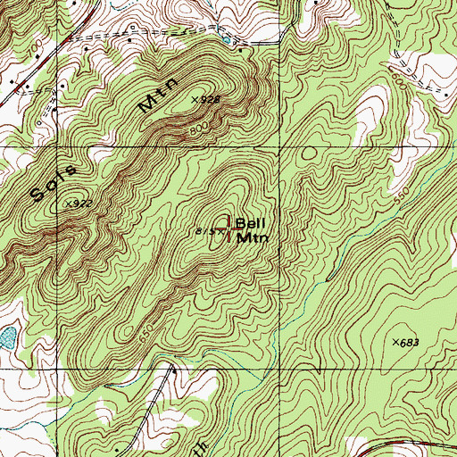 Topographic Map of Bell Mountain, NC