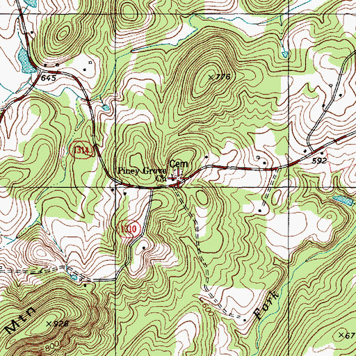 Topographic Map of Piney Grove Church, NC