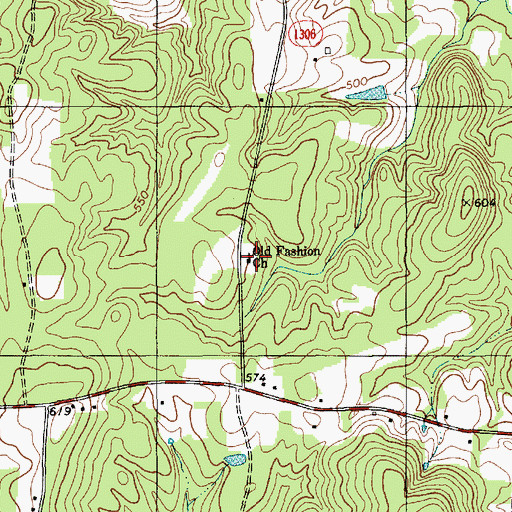 Topographic Map of Old Fashion Church, NC