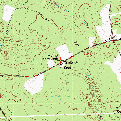 Topographic Map of Merritt Memorial Cemetery, NC