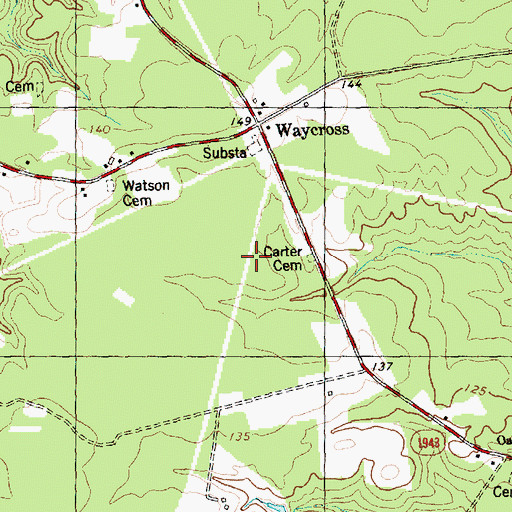 Topographic Map of Carter Cemetery, NC