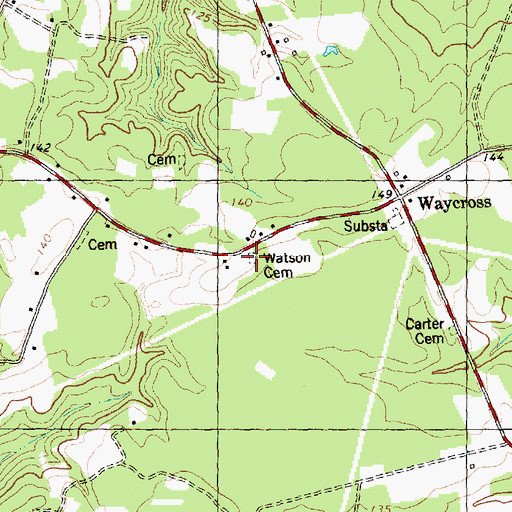 Topographic Map of Watson Cemetery, NC