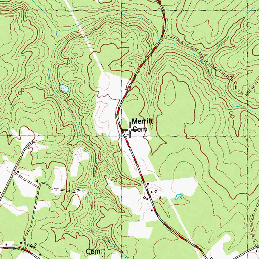 Topographic Map of Merritt Cemetery, NC