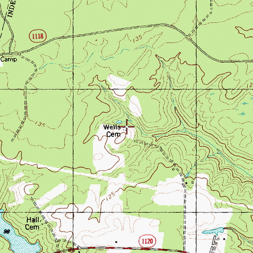 Topographic Map of Wells Cemetery, NC
