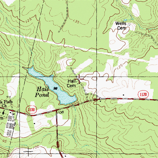Topographic Map of Hall Cemetery, NC