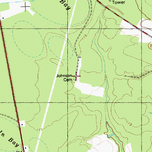Topographic Map of Johnson Cemetery, NC