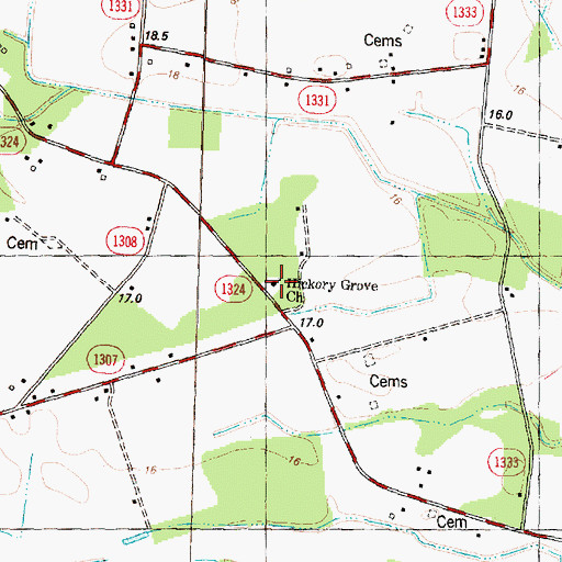 Topographic Map of Hickory Grove Church, NC