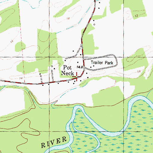 Topographic Map of Pot Neck, NC