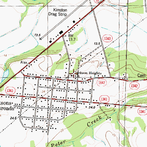 Topographic Map of Jackson Heights Church, NC
