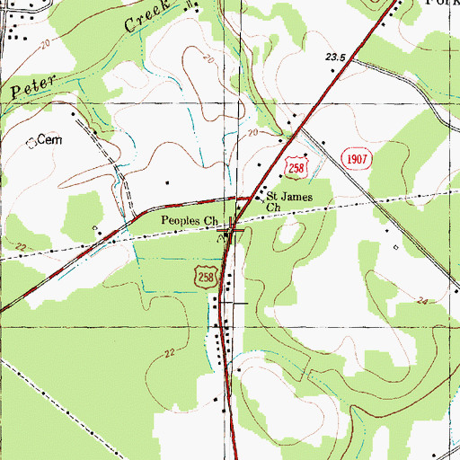 Topographic Map of Peoples Church, NC
